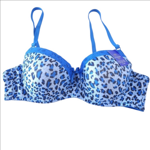 NWT Regina Blue Leopard Print Underwire Bra Size 40C
